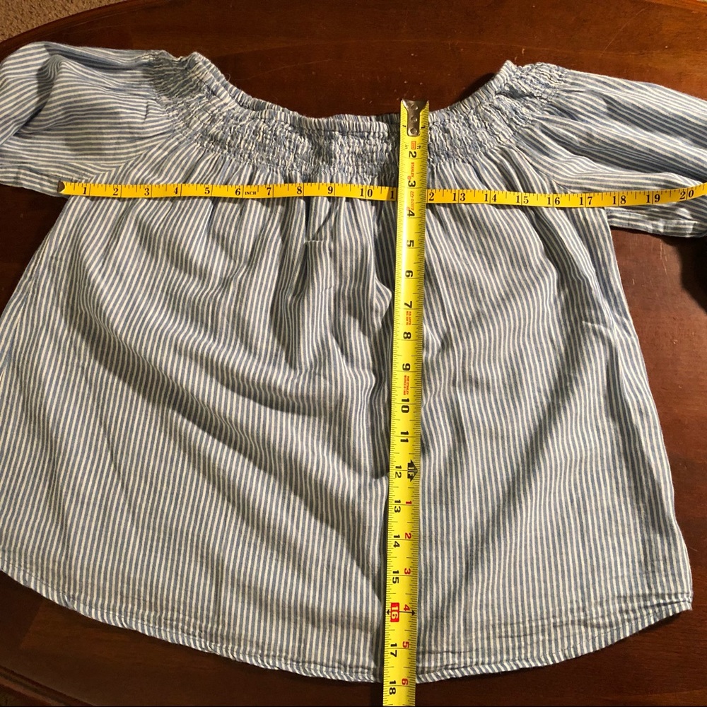 [Love Notes] Striped Chambray Peasant Blouse sz M - Picture 5 of 6